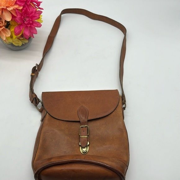 Eddie Bauer Brown Vintage Leather Crossbody Bag MCB6724R - Picture 3 of 16